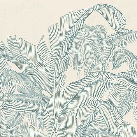 papier peint panoramique feuilles de palmier vert clair et beige  - Sanders & Sanders (1/5)