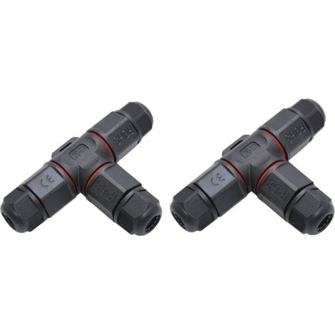 Lot de 2 boîtes de jonction étanches IP68 Type T pour connexion de câbles exposés à l’humidité en extérieur - Connecteurs de câble- (1/4)