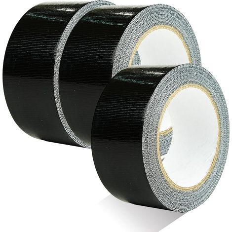 Paquete de 3 cintas adhesivas de tela negras de alta viscosidad y sin residuos para conexiones de tuberías. (1/5)