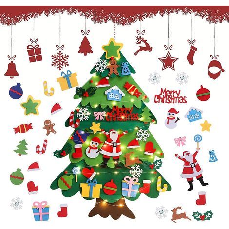 Weihnachtsbaum aus Filz für Kinder, DIY-Baumschmuck aus Filz, mit 32 Ornamenten (1/5)