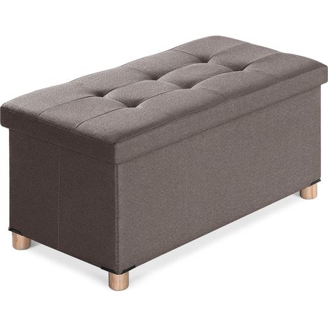 Banc de Rangement, Coffre de Rangement, Pouf Pliable, Montage Facile, pour Salon, Chambre, Entrée, Brun, 76 x 38 x 38 cm (1/5)