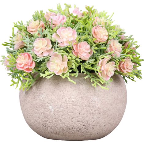 Plante Artificielle Miniature - Décoration Intérieure En Plastique - Pour Maison Et Bureau - Pot Gris Inclus - Lot De 1 (1/5)