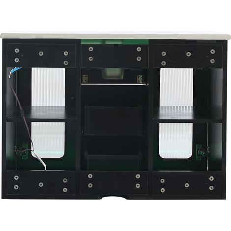 Mobile bagno sospeso 76 cm con lavabo in ceramica, MDF nero effetto legno, LED (1/5)