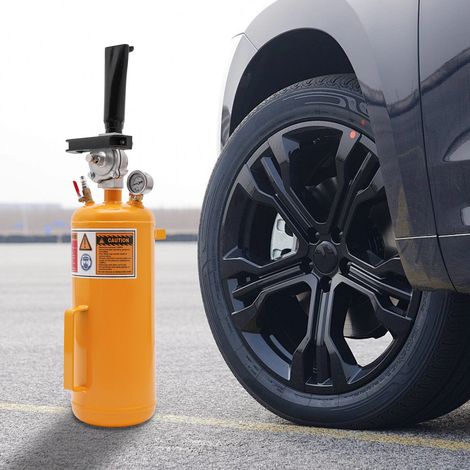 Gonfiatore per pneumatici professionale giallo da 8 litri, gonfiatore per pneumatici ammortizzati