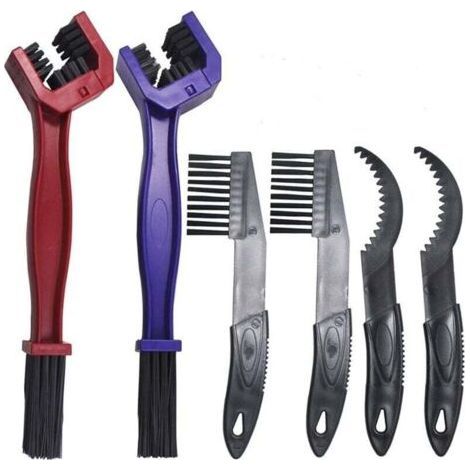 ALLIANDIS6 Pièces Kit Outils de Brosse de Nettoyage de Chaînes de Moto Vélo, Brosse de Nettoyage pour Chaînes Vitesses de VTT Vélos Motos (1/5)