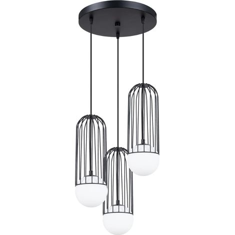 Lámpara colgante Zovolu negro, 3 luces (1/5)