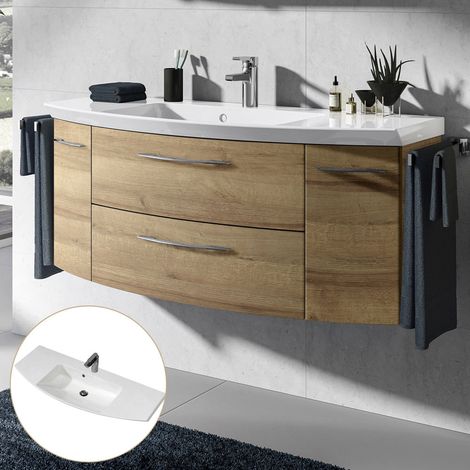Waschtischunterschrank 121cm inkl. Waschbecken CERVIA-66 in Riviera Eiche, B/H/T: 121/48/50,5 cm (1/5)