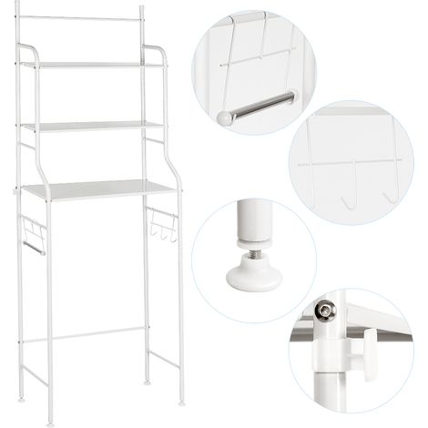 Sifree – Colonne de toilette meuble WC avec étagères de rangement 3 couches – Fer robuste – Dimensions 165x55x26cm – Pour salle de bain