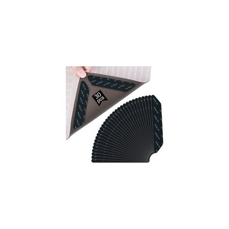 Non-Slip Mat, 30 Pieces, Black, 12x 2cm, for Rugs and Floors, Washable and Reusable (1/5)