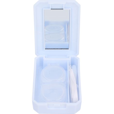 Étui à lentilles avec miroir, pince et outil de retrait, boîte de trempage pour lentilles de contact, bleu. (1/5)