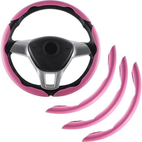 Dieses 3-teilige Set aus pinkfarbenen, rutschfesten Lenkradbezügen aus Kohlefaser zeichnet sich durch ein segmentiertes Schmetterlingsdesign aus und ist mit 99 % aller Automodelle kompatibel.