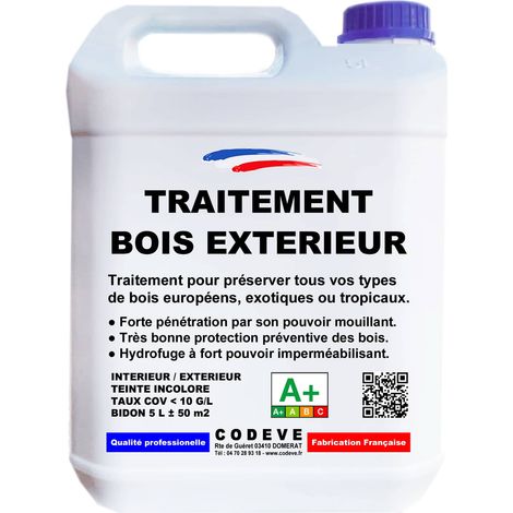 Traitement Bois Exterieur - 5 L   - Codeve Bois - Pour La Protection De Votre Bois Européen, Exotique Ou Tropical.