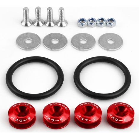 JDM-Auto-Stoßstangenverstärkungsscheiben (vorne und hinten), Verstärkungsschrauben, modifizierte Unterlegscheiben, Stoßstangen-Schnellverschlüsse und Stoßstangenclips – Rot (1/3)