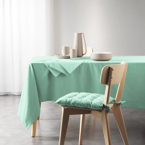 Douceur d'Intérieur, Mistral - Tovaglia rettangolare in cotone riciclato, 140 x 240 cm, colore: Verde menta (1/2)