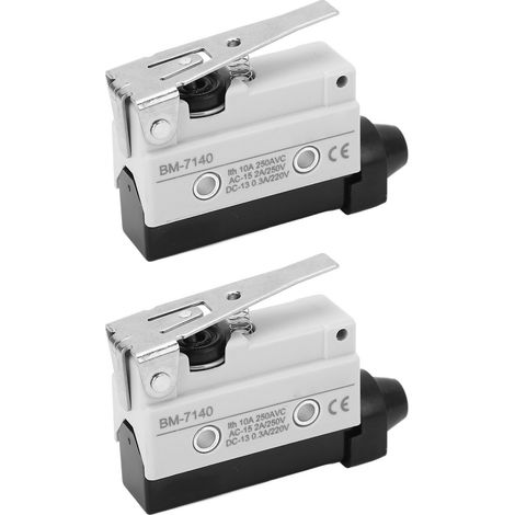 Interrupteur de fin de course 2 pièces, levier micro switch 220OF 60RF 8.5PT 2.5OT 2MD, contact NO+NC, 250VAC, usage industriel et bricolage (1/5)