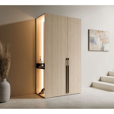 Meuble d'entrée moderne en bois avec miroir 110cm ORELIA (1/5)