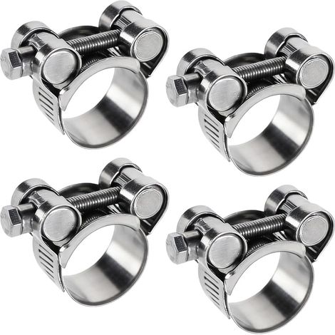 4 Pièces Universal Colliers de Serrage à Boulon en T Collier de Serrage à Tourillon Collier D'échappement Inox,Plage de Serrage 23-25mm(Argent) (1/5)