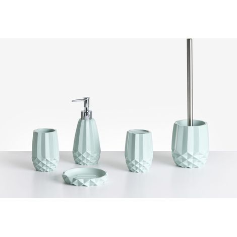 Set di 5 accessori per il bagno Dispenser per portasapone Portaspazzolino Porta spazzolino Verde menta Samiria
