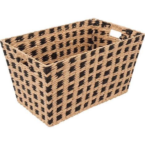 5Five Simply Smart – Panier de rangement tressé en papier noir et naturel 55 x 35 cm – Accessoire décoratif moderne pour intérieur - NOIR 55 X (1/3)