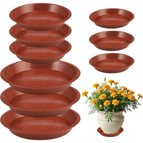 9 Pièces Soucoupes pour Pots de Fleurs, 12/14/16 cm Coupelle Plastique Coupelle Aérées pour Plantes, Soucoupe Pot de Fleur, Réutilisable sous Pots Plantes pour Intérieur Extérieur Jardin Planteur (1/5)
