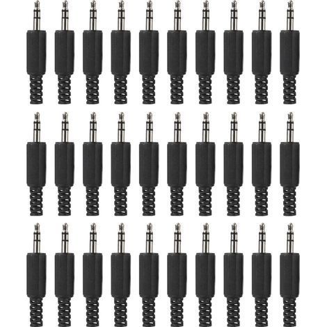 30 Pcs Prise Jack de réparation de Remplacement stéréo 3,5mm, Prise mâle TRS 3 pôles 1/8", connecteur de câble Audio de Type à souder 3,5mm pour réparation de câble de Casque/Casque/écouteur (1/5)
