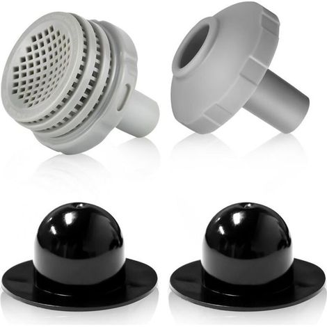 Kit di accessori per piscina, diametro 32 mm, comprende filtro, bocchetta di ritorno e tappo con filettatura interna. (1/3)