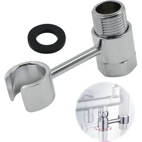 20-mm-Duschkopfhalterung, Anschlussmutter, 360° verstellbare Universaltür, Wandmontage für Badezimmer, Dusch-WC, manuell austauschbar ohne Bohren, verchromtes Messing (1/4)