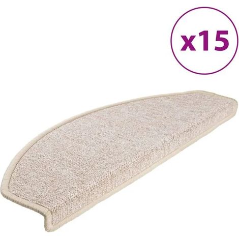 Ensemble de tapis d'escalier 15 pièces, 65 x 24 x 4 cm, taupe, semi-circulaire, grande taille. (1/5)