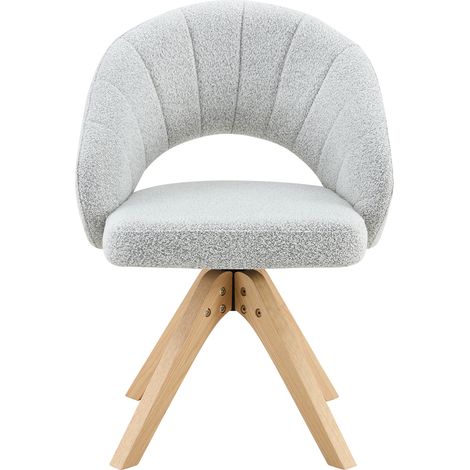 Set de 2 sillas giratorias de comedor en terciopelo gris claro, patas de madera, 360° (1/5)