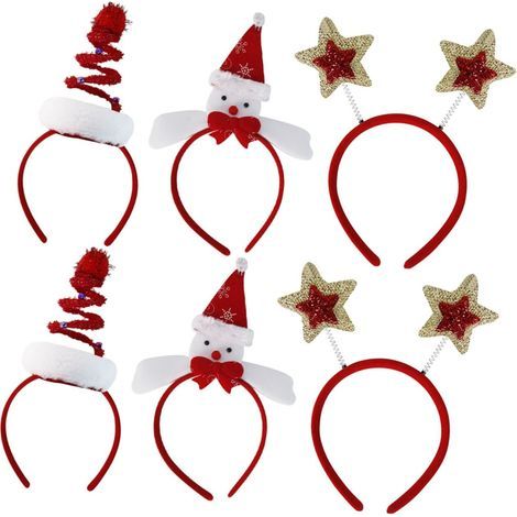 6 Pièces Serre-tête de Noël Lot Sapin Étoile Bonhomme de Noël Accessoires pour Cheveux (1/5)