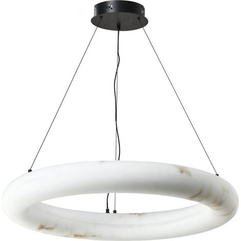 Lustre anneau blanc effet marbré - blanc effet marbré et noir (1/3)