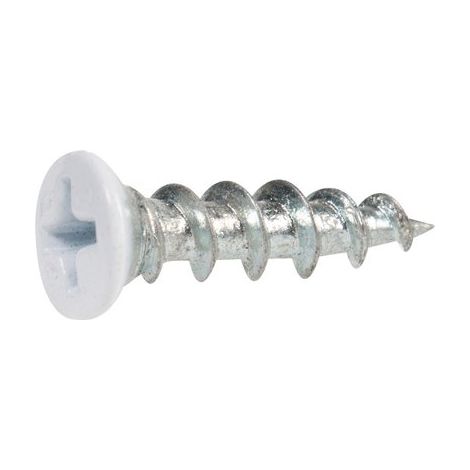 Scell-It – Vis spécial huisserie PVC – Tête laquée blanche – Acier zingué – Longueur 16 mm – Boîte de 1000