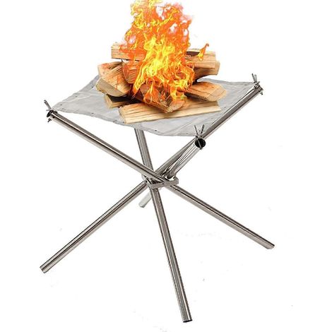 Foyer extérieur portable de 43 cm (17 pouces) avec grille en acier durable et pliable idéal pour le camping la cour et le jardin. (1/5)