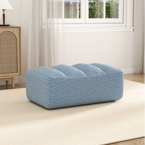 Pouf ottoman bleu en Granular Fleece, 104 x 61 x 45 cm OKMYHOME (1/5)