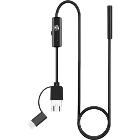 Caméra d'inspection avec 6 LED, étanche IP67, caméra tubulaire flexible semi-rigide, connecteur 3 en 1, outil de visualisation de tuyaux et de drains pour appareils mobiles (5 m / 16,4 pi) (1/5)