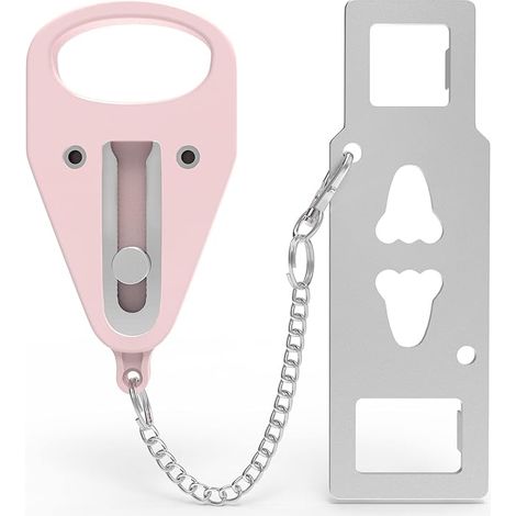 Portable Hotel Security Verrouillage de porte, Universal Security Hotel Verrouillages de porte Ajouter une protection,Pink (1/5)