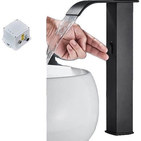 Robinet de salle de bain noir, capteur automatique, technologie sans contact (1/2)