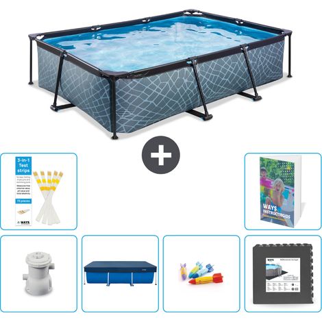 Exit Pool Rechteckig - Steinoptik - 300x200x65 cm - 7-teilig S317