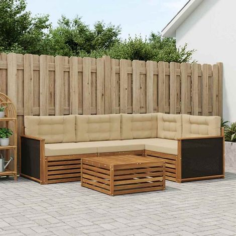 vidaXL Outdoor-Sofagarnitur 5 pcs Natur und Beige 79 x 79 x 37 cm (1/5)