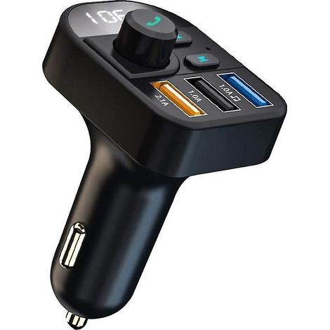 transmetteur Fm Bluetooth,kit Main Libre Voiture Bluetooth Chargeur Rapide Allume Cigare Avec Dual Usb Ports,lecteur Mp3 Adaptateur Radio Sans Fil (1/5)
