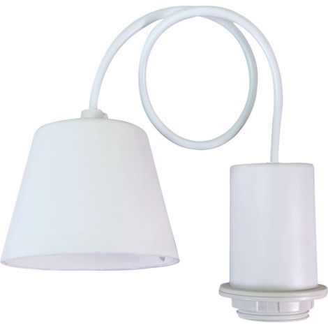 Monture suspension luminaire E27 blanche cylindrique, montage avec ou sans abat jour, 60W maxi- Tibelec (1/4)