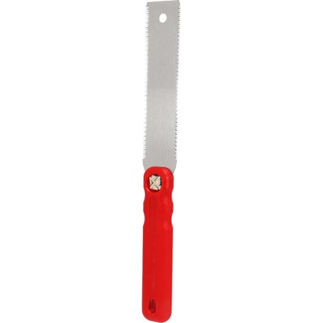 Scie japonaise à tirer à coupe nette compacte double tranchant manche plastique rouge argent pour menuiserie panneau mural lot 1 poignée 1 scie (1/5)