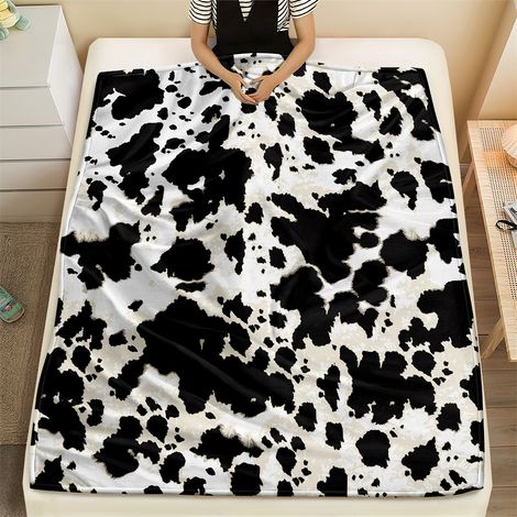 Couverture imprimée vache (1 pièce), couverture à motif animal, jeté de canapé chaud et doux pour le lit, les voyages et le camping (1/5)