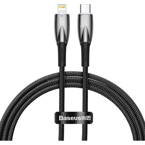 Baseus Glimmer Series Schnellladekabel USB-C – iPhone 480 Mbit/s PD 20 W 1 m schwarz (1/5)