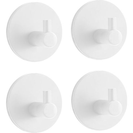 4 ganchos para toallas de pared KHEO, blanco mate
