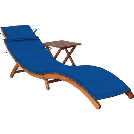 vidaXL Tumbona de jardín con mesa y cojín madera maciza de acacia (1/4)