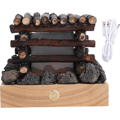 Faux Fire Lamp USB Rechargeable 3 Mode White Noise LED Faux Campfire Night Light for Desk (1/5)