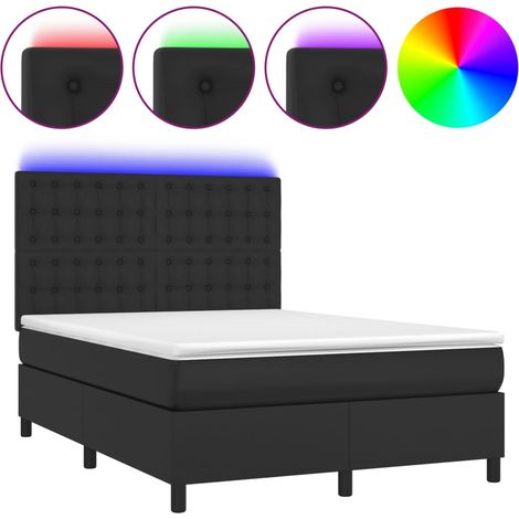 Maison Exclusive - Boxspringbett mit Matratze & LED Schwarz 140x2