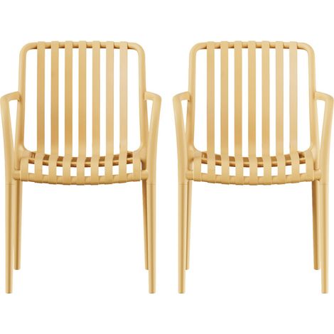 Lot de 2 fauteuils de jardin en résine - Sable - Brano