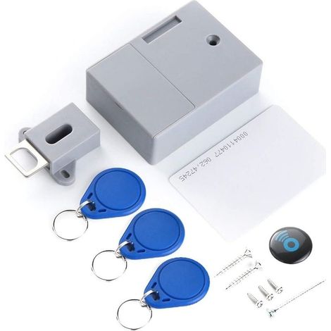 Serrure magnetique,Ferme-porte Batterie Capteur de carte IC Tiroir d'armoire Intelligent DIY Serrure numérique cachée invisible sans trou perforé (1/5)